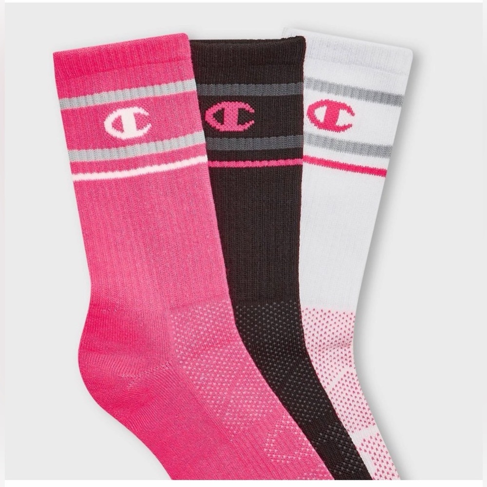 Champion Women’s Crew Socks Large 3 Pair Pink Performance Cushion Socks NWT